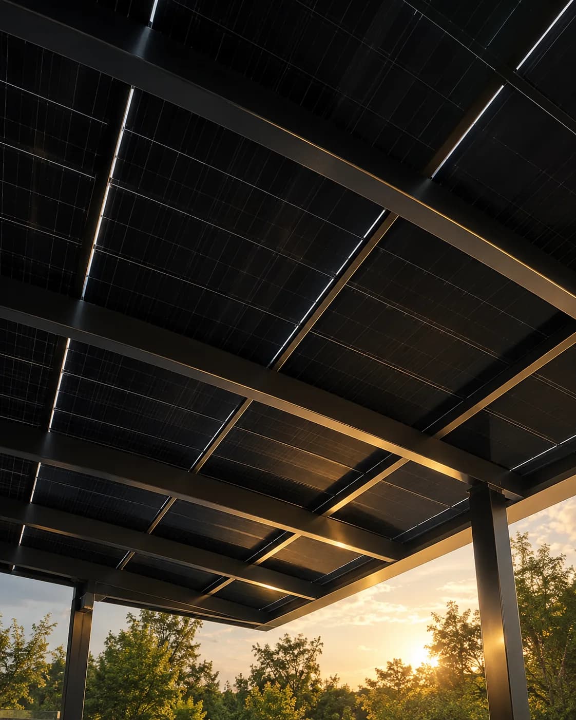 Cochera solar — Pilar: detalle de terminación
